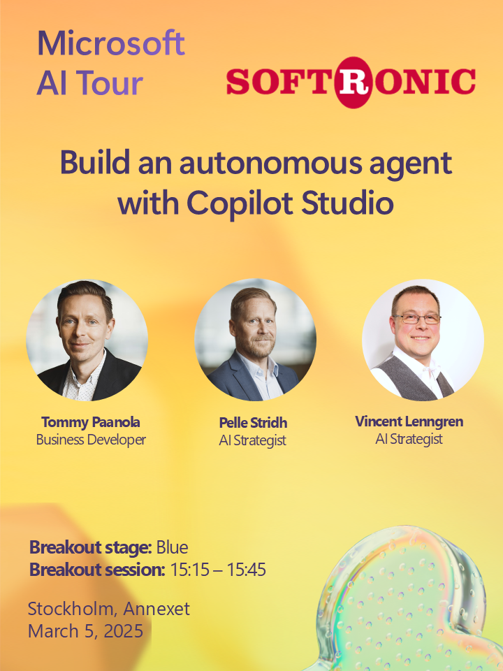 Softronic sponsor och talare på Microsoft AI Tour Stockholm, 5 mars